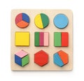 Top view of wooden shape sorter puzzle toy