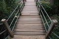 Top view wooden stair over forest hill Royalty Free Stock Photo