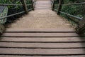 Top view wooden stair over forest hill Royalty Free Stock Photo