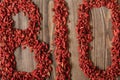 Top view of word bio made of goji berries Royalty Free Stock Photo