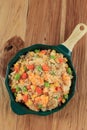 Top View Yangzhou Fried Rice, Chinese Stir Fry RIce with Vegetable, Eggs, and Pork Royalty Free Stock Photo