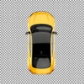 Top view of yellow car on checkered background Royalty Free Stock Photo