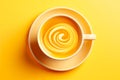 top view of a yellow cup with yellow coffee in it Royalty Free Stock Photo