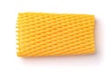 Top view of yellow foam packaging mesh sleeve