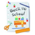 Back to school applique on a sheet of notebook paper Royalty Free Stock Photo