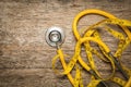 Top view yellow stethoscope Royalty Free Stock Photo