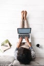 Top view of a young afro american woman sitting Royalty Free Stock Photo