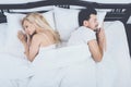 Top View of Young Couple Sleeping in Bed at Home Royalty Free Stock Photo