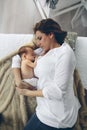 Mother hugging her newborn baby girl Royalty Free Stock Photo