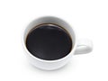 Top viewe of coffee in a white cup isolated on white Royalty Free Stock Photo