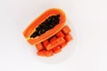 Delicious fresh papaya fruits Isolated on white background Royalty Free Stock Photo