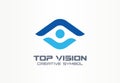 Top vision, man eye creative symbol concept. Protect people, security, care abstract business logo idea. Growth Royalty Free Stock Photo