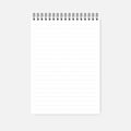 Top wire spiral dashed lined A4 note book, realistic vector mockup