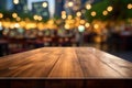 Top of Wooden table with Blurred Bar Interior restaurant background Royalty Free Stock Photo