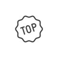 Top word icon. Universal designation of popularity, top service, charts, winners, tips. Line label. Contour badge for