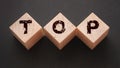 Top word on of wooden cubes with the letters. Leadership winner concept Royalty Free Stock Photo