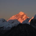 Top of the world at sunset. Mount Everest