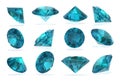 Topaz blues Diamond set on White Background Royalty Free Stock Photo