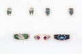 Blue topazes, red rubies, emeralds Royalty Free Stock Photo