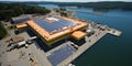 The TopDown View Reveals a Floating Solar Park Effectively Harnessing From The Water's Surfa