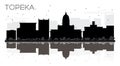 Topeka Kansas USA City skyline black and white silhouette. Royalty Free Stock Photo