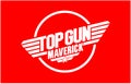 TOPGUN MAVERICK typography icon with red color. Top Gun Maverick lettering Royalty Free Stock Photo