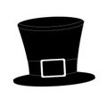 Tophat. Isolated on white background. Black silhouette cylinder. Vintage top hat. Vector. Royalty Free Stock Photo