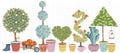 Topiary Landscape plants collection vector, set with trees