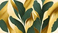 Topical foliage leaves design green gold plant