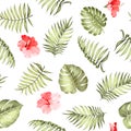 Topical palm leaves pattern. Royalty Free Stock Photo