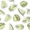 Topical palm leaves pattern. Royalty Free Stock Photo