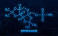 Topiramate molecular structure with highlighted bonds and atoms Royalty Free Stock Photo