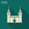 Topkapi Palace, Gate of Salutation, Istanbul, Turkey. Flat icon Royalty Free Stock Photo