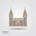 Topkapi Palace, Gate of Salutation, Istanbul, Turkey. Flat icon Royalty Free Stock Photo