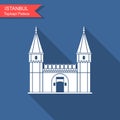 Topkapi Palace, Gate of Salutation, Istanbul, Turkey. Flat icon Royalty Free Stock Photo