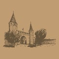 Topkapi Palace. Istanbul, Turkey. Graphic sketch Royalty Free Stock Photo