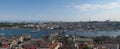 Topkapi Palace, Hagia Sophia, Blue Mosque and the Golden Horn, as seen from Galata in Istanbul, Turkey Royalty Free Stock Photo