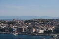 Topkapi Palace, Hagia Sophia, Blue Mosque and the Golden Horn, as seen from Galata in Istanbul, Turkey Royalty Free Stock Photo