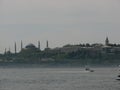 Topkapi Palace and Hagia Sophia Church view from the sea. Istanbul, Turkey Royalty Free Stock Photo