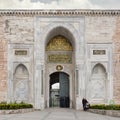 Topkapi Palace: Imperial Gate, aka Saltanat Kapisi, leads to the First Courtyard of the palace, Istanbul, Turkey Royalty Free Stock Photo