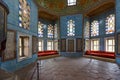 Topkapi palace interior, ancient living chamber with mosaic tiled walls, Istanbul Turkey Royalty Free Stock Photo