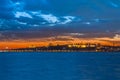 The Topkapi Palace and Marmara Sea at blue night