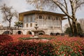 TopkapÃÂ± Palace and red tulips Royalty Free Stock Photo