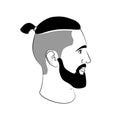 Topknot haircut fashion sign with tail and beard Royalty Free Stock Photo