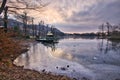 Topky pension on shore of Pocuvadlo lake during winter