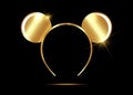 Gold round ears mask mickey mouse vector isolated on black background