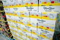 Topo Chico hard seltzer cases at store,