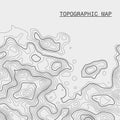 Topographic contour map with grid. Vector relief map