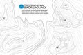 Topographic map background with text. Contour topography map, geographic grid. Abstract vector illustration. Royalty Free Stock Photo