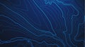 Topographic map blue technology background. Big data elevation map with contour lines.